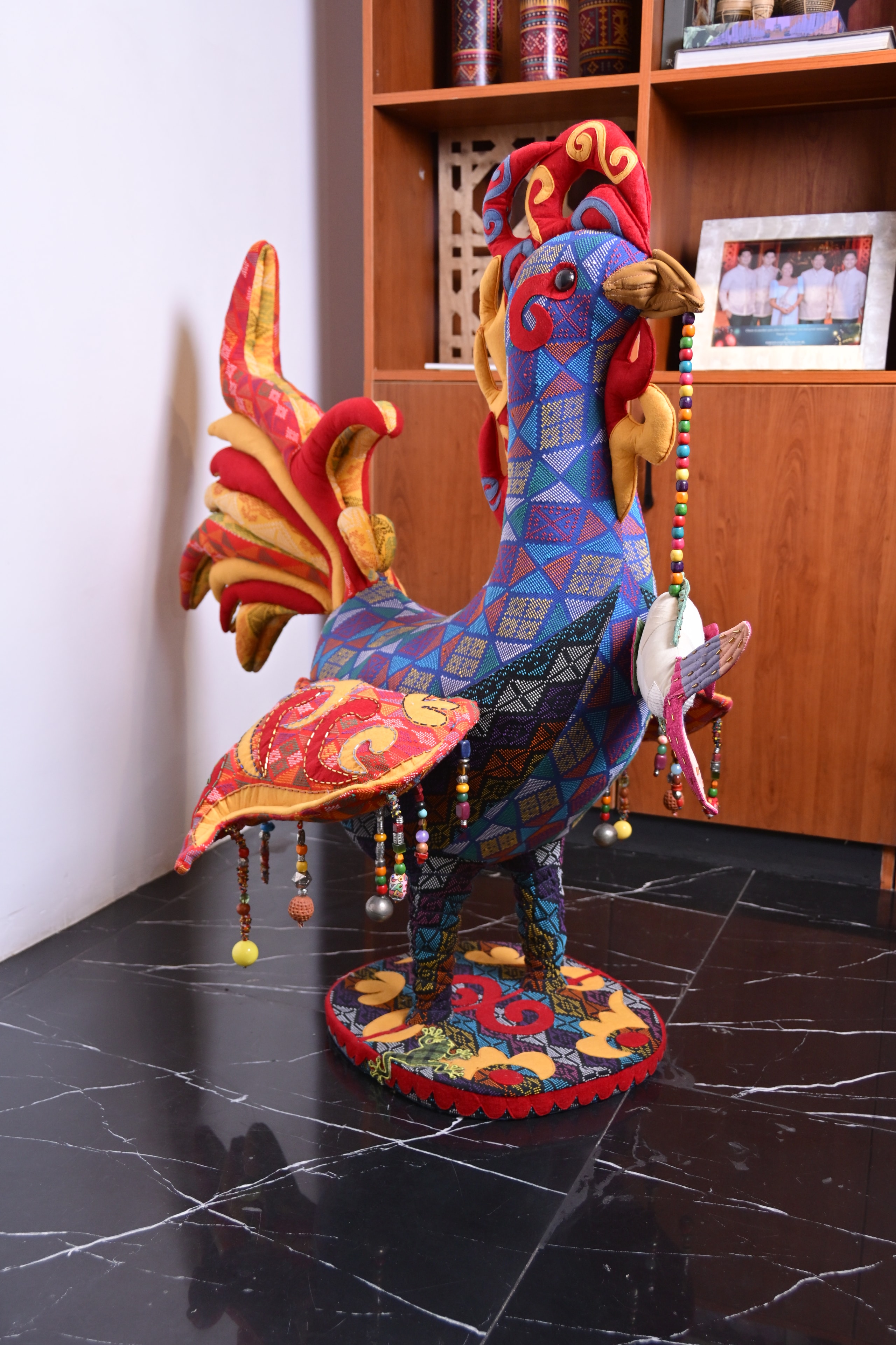 Handwoven Sarimanok textile sculpture